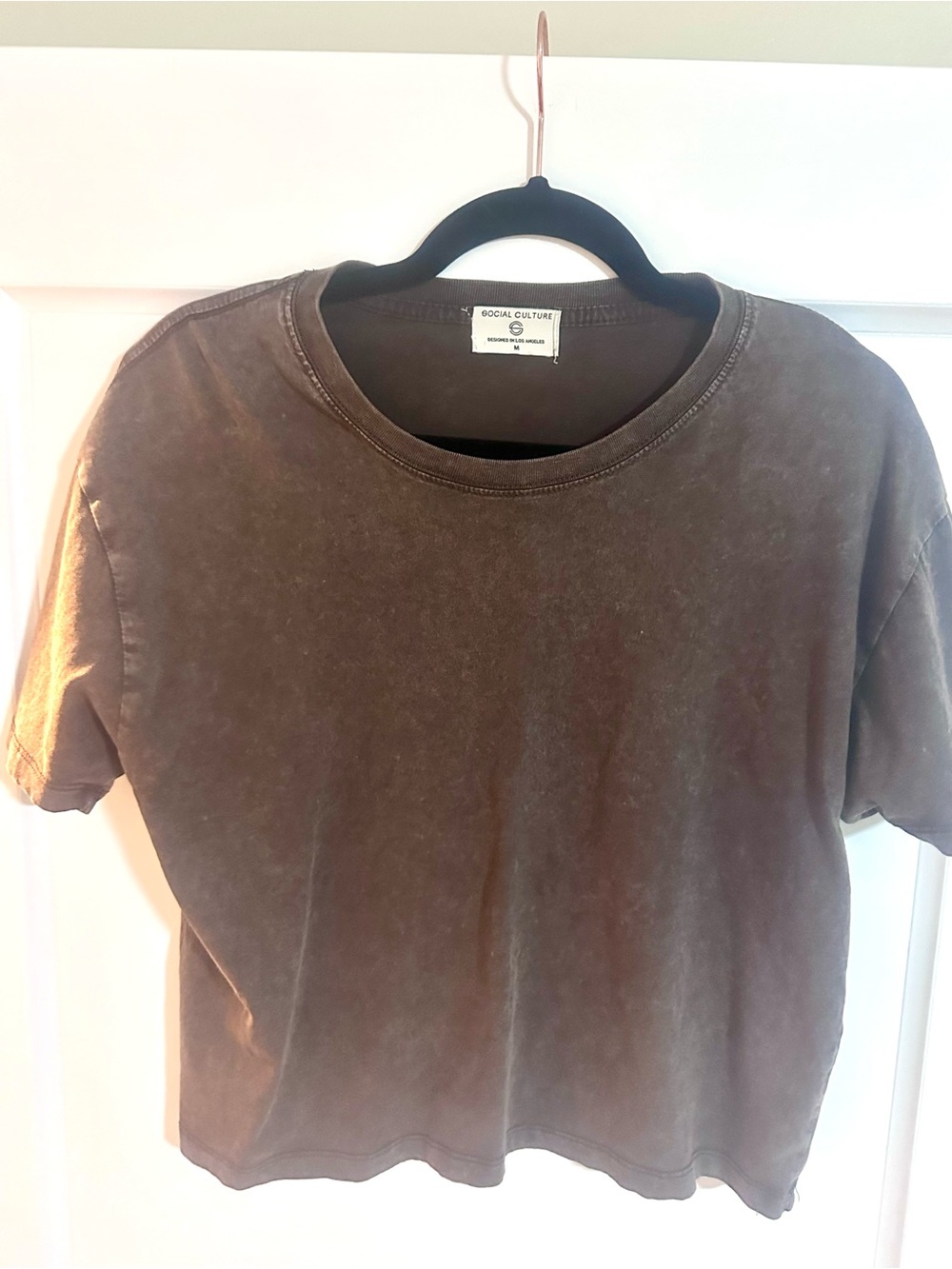 Women's Brown Washed Crop Tee